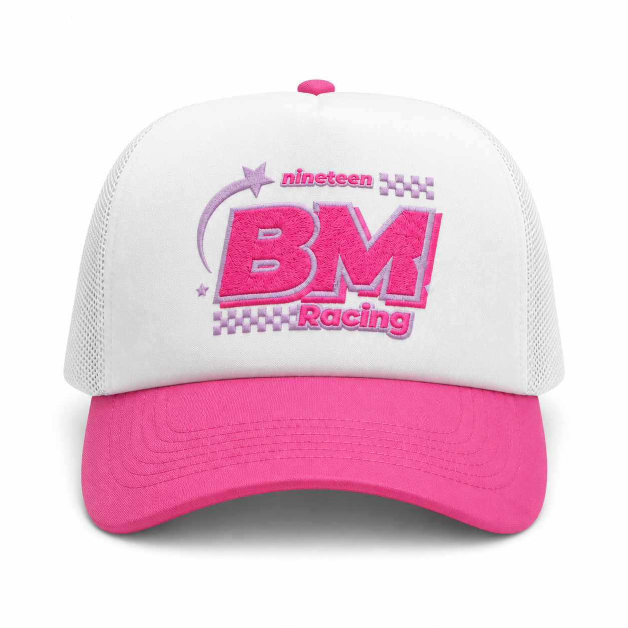 White and Pink Puff Hat